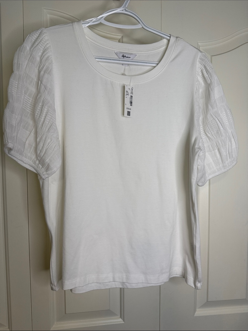 NWT Reitmans White Puff-Sleeve Knit Tee